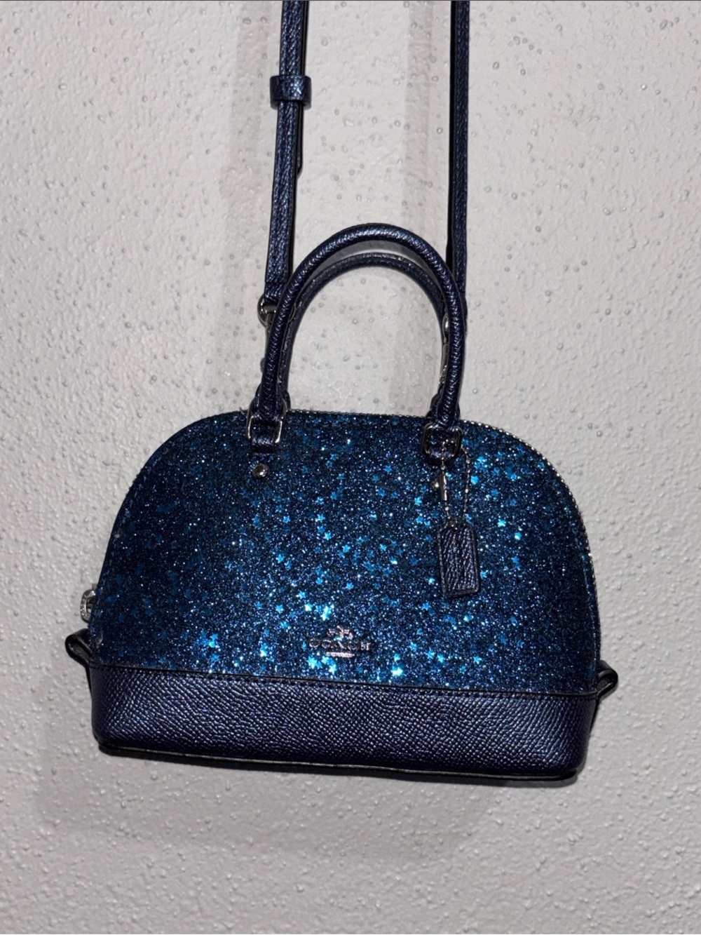COACH Micro Mini Sierra Satchel with Star Glitter - Mineral Blue (F22891)